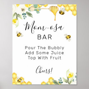 Floral Bumble Bee Baby shower Mam-osa Bar Sign Poster