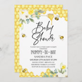 Floral Bumble Bee Thème Baby shower Invitation (Devant / Derrière)