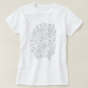 Floral Bundle Whimsical Coloring T-shirt
