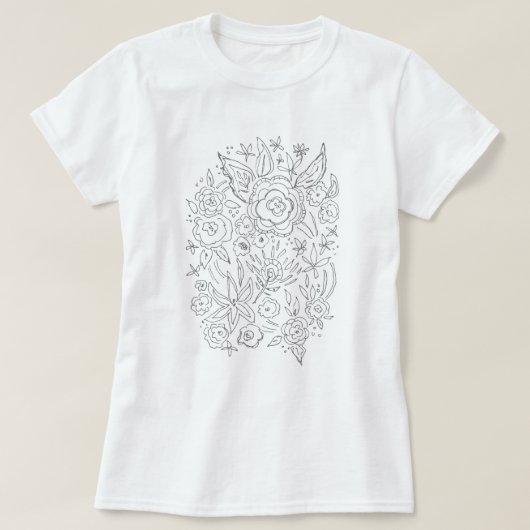 Floral Bundle Whimsical Coloring T-shirt (Design voorkant)