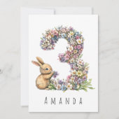 Floral Bunny 3e Verjaardag Kaart (Voorkant)