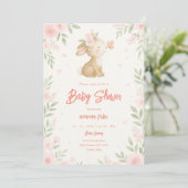 Floral Bunny Baby shower Kaart (Staand voorkant)