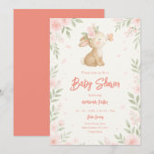 Floral Bunny Baby shower Kaart (Voorkant / Achterkant)