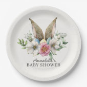 Floral Bunny Ear Baby shower Paper Bord (Voorkant)