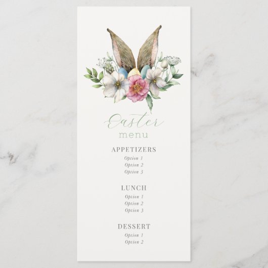 Floral Bunny Ear Easter Brunch Menu (Voorkant)