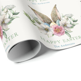 Floral Bunny Ear & Eieren Pasen Cadeaupapier