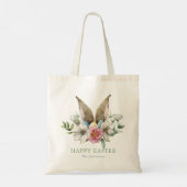 Floral Bunny Ear & Eieren Pasen Tote Bag (Achterkant)