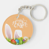 Floral Bunny Ears Happy Pasen | Sleutelhanger (Achterkant)