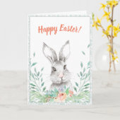 Floral Bunny Easter Kaart (Gele Bloem)