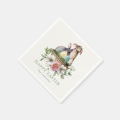 Floral Bunny Eggs Happy Pasen Servet (Hoek)