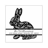 Floral Bunny Monogram Retouradres Rubberstempel (Afrduk)
