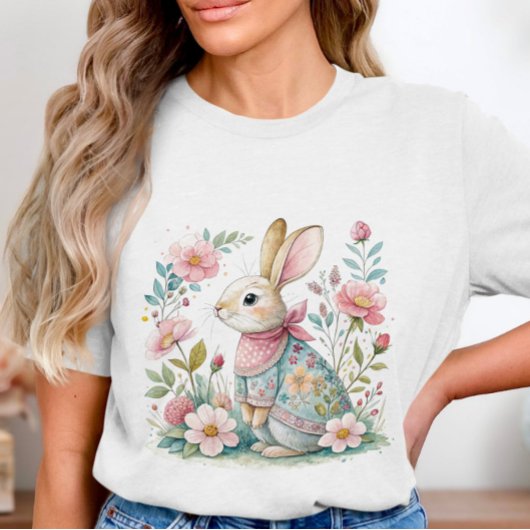 Floral Bunny Pastel Kleuren T-shirt