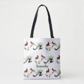 Floral Bunny Rabbits Pattern Personalized Draagtas (Voorkant)