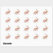 Floral Bunny Ronde Sticker (Vel)