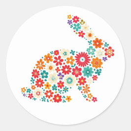 Floral Bunny Ronde Sticker