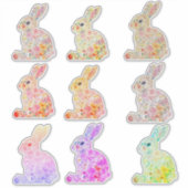 Floral Bunny Silhouette Sticker (Voorkant)