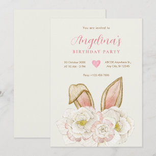 Floral bunny verjaardag kaart