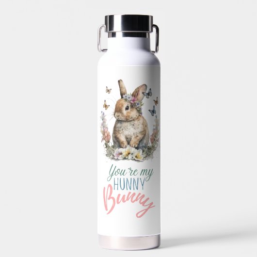 Floral Bunny Water Bottle Waterfles (Voorkant)