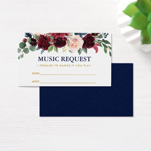 Floral Burgundy Blue Mariage Music Demande de chan (Bureau)