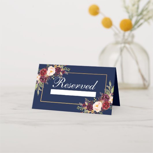 Floral Burgundy Blue Reserved Wedding (Voorkant)