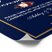 Floral Burgundy Blue Wedding Ceremony zonder stopc Poster (Hoek)