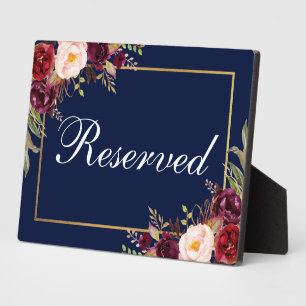 Floral Burgundy Blue Wedding Gereserveerd 5x7 Tabe Fotoplaat