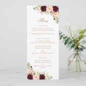 Floral Burgundy Blush Greenery Modern Minimal Menu (Staand voorkant)