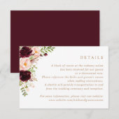 Floral Burgundy Blush Greenery Wedding Details Kaart (Voorkant / Achterkant)