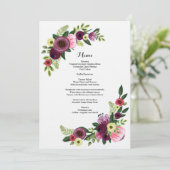 Floral Burgundy Blush-kaart voor het diner van het Menu (Staand voorkant)