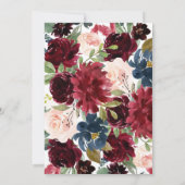 Floral Burgundy Blush Weddenschap Kaart (Achterkant)