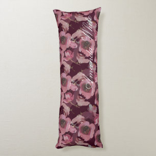 Floral Burgundy Custom Initialen Body Pillow Lichaamskussen