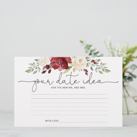 Floral burgundy Date-ideeën. Datum jar Briefpapier (Staand voorkant)