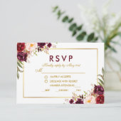 Floral Burgundy Gold Mariage Repas RSVP B (Debout devant)
