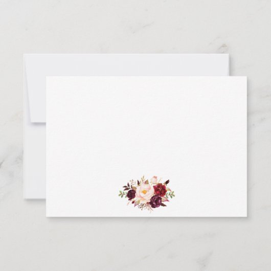 Floral Burgundy Gold Vrijgezellenfeest Bedankt B Kaart (Achterkant)