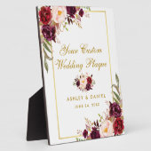 Floral Burgundy Gold Wedding Custom Table Fotoplaat (Zijkant)