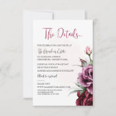 Floral Burgundy Greenery Mariage Détails Carte (Devant)