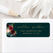 Floral Burgundy Navy Blue Emerald Gold Script Etiket (Insitu)