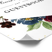 Floral Burgundy & Navy-bruintekenbord Poster (Hoek)