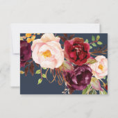 Floral Burgundy Navy Enregistrer la carte Date (Dos)