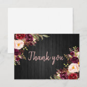 Floral Burgundy Peony Hartelijk dank Bedankkaart (Voorkant / Achterkant)