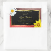 Floral Burgundy Red Glitter Black Product Labels (Tas)