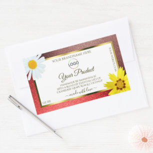 Floral Burgundy Rouge Blanc Étiquettes de produits