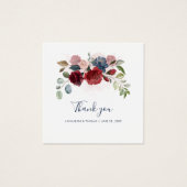 Floral Burgundy Script Mariage Carte de remercieme (Devant)