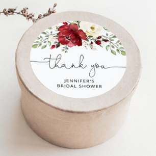 Floral burgundy vrijgezellenfeest ronde sticker