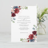 Floral Burgundy Waterverf Greenery Wedding Kaart (Staand voorkant)