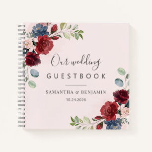 Floral Burgundy Waterverf Weddenschap Notitieboek