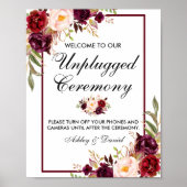 Floral Burgundy Wedding Ceremonie zonder stopconta Poster (Voorkant)
