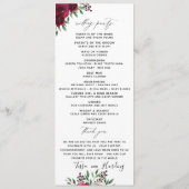 Floral Burgundy Wedding Flat Program Programma (Achterkant)
