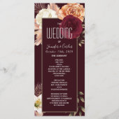 Floral Burgundy Wedding Programme Programma (Voorkant)