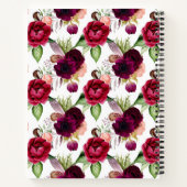 Floral burgundy white monogram elegant notitieboek (Achterkant)
